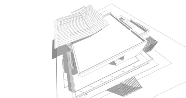 房子概念剪影3D — 图库照片