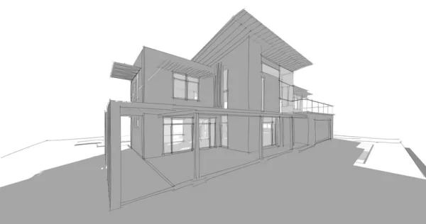 房子概念剪影3D — 图库照片