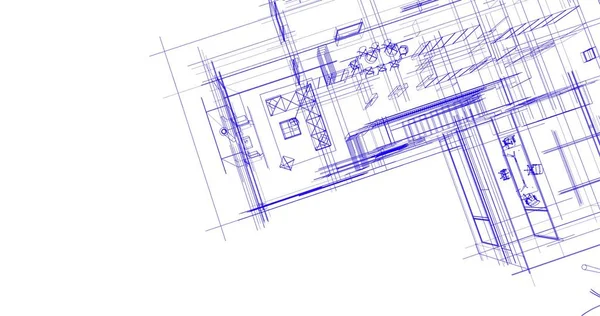 Rysunek Architektoniczne Budownictwo Mieszkaniowe — Zdjęcie stockowe