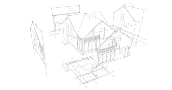 Архітектурні Малюнки Ілюстрація Ілюстрація — стокове фото