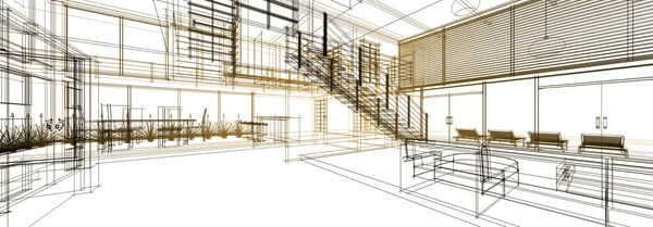 mimari çizimleri 3B illüstrasyon - illüstrasyon