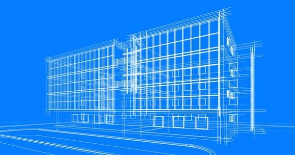 Haus Gebäude Architektonische Zeichnung Illustration — Stockfoto