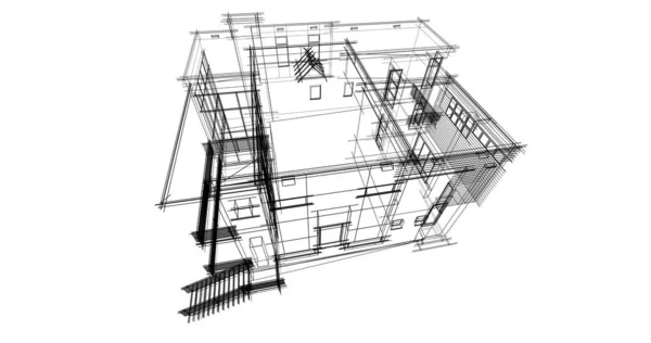 房子概念剪影3D — 图库照片