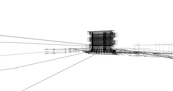 Rysunki Architektoniczne Ilustracja Ilustracja — Zdjęcie stockowe