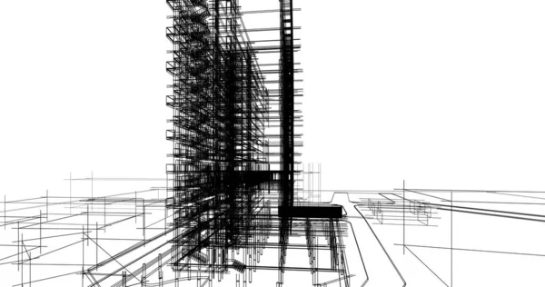 建筑图纸3D — 图库照片