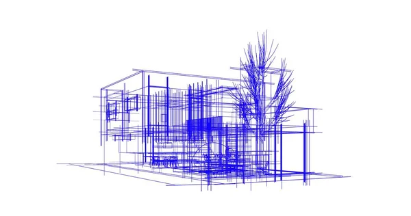 Rysunek Architektoniczne Budownictwo Mieszkaniowe — Zdjęcie stockowe