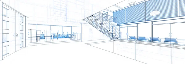 mimari çizimleri 3B illüstrasyon - illüstrasyon