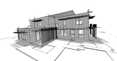 Ev kavramı kroki 3d çizim