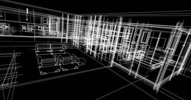 Ev kavramı kroki 3d çizim