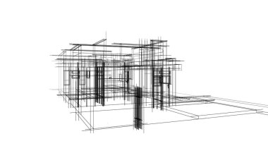 Ev kavramı kroki 3d çizim