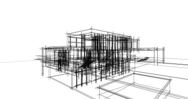 Ev kavramı kroki 3d çizim