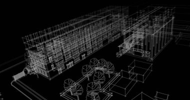 mimari çizimleri 3B illüstrasyon - illüstrasyon