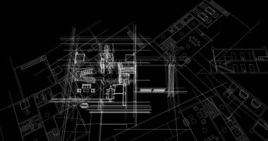 mimari çizimleri 3B illüstrasyon - illüstrasyon