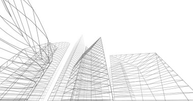 şehir mimarisi ve binalar 3D çizimi 