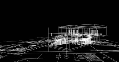 mimari çizimleri 3B illüstrasyon - illüstrasyon