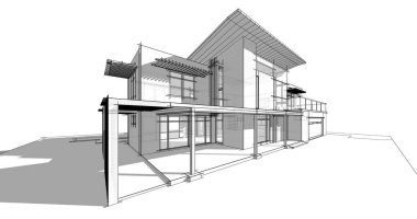 Ev kavramı kroki 3d çizim