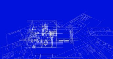 Binanın mimari 3d çizim çizim ev