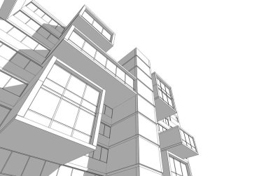 Binanın mimari 3d çizim çizim ev