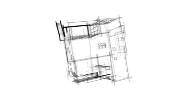 Arkaplanda mimari bina 3d illüstrasyon,