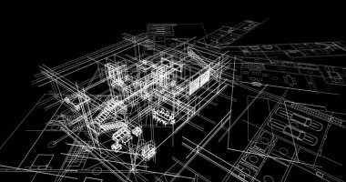 mimari çizimleri 3B illüstrasyon - illüstrasyon