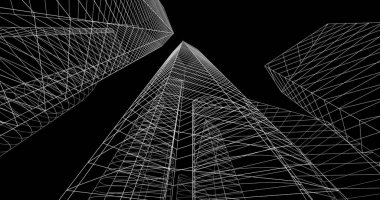 şehir mimarisi ve binalar 3D çizimi 