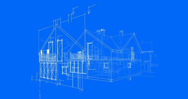 mimari çizimleri 3B illüstrasyon - illüstrasyon