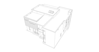 Arkaplanda mimari bina 3d illüstrasyon,