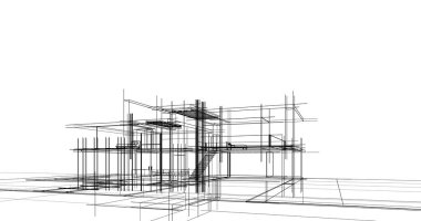 Ev kavramı kroki 3d çizim