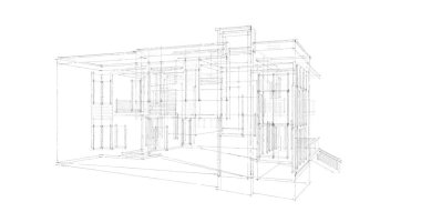 Arkaplanda mimari bina 3d illüstrasyon,