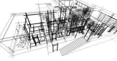 Ev kavramı kroki 3d çizim