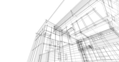 Arkaplanda mimari bina 3d illüstrasyon,