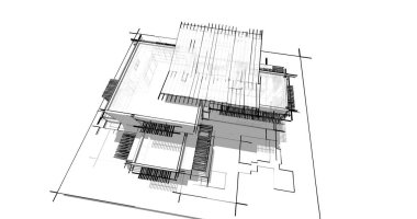 Ev kavramı kroki 3d çizim