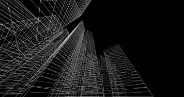 şehir mimarisi ve binalar 3D çizimi 