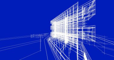 mimari çizimleri 3B illüstrasyon - illüstrasyon