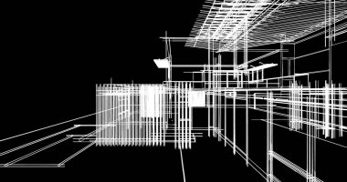 Ev kavramı kroki 3d çizim