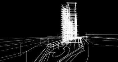 mimari çizimleri 3B illüstrasyon - illüstrasyon