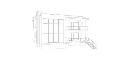 Arkaplanda mimari bina 3d illüstrasyon,