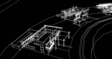 şehir mimarisi ve binalar 3D çizimi 