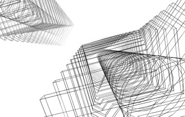 mimari çizimleri 3B illüstrasyon - illüstrasyon