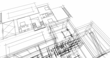 Ev kavramı kroki 3d çizim