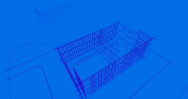 Binanın mimari 3d çizim çizim ev