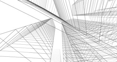 şehir mimarisi ve binalar 3D çizimi 