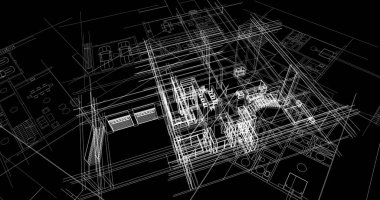 mimari çizimleri 3B illüstrasyon - illüstrasyon