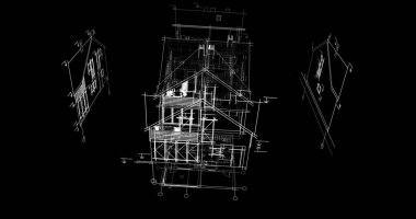 mimari çizimleri 3B illüstrasyon - illüstrasyon