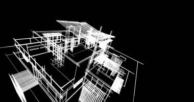 Ev kavramı kroki 3d çizim