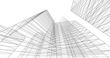 şehir mimarisi ve binalar 3D çizimi 