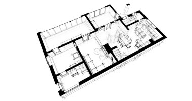 Ev kavramı kroki 3d çizim