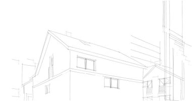 mimari çizimleri 3B illüstrasyon - illüstrasyon