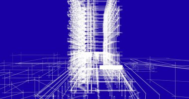 mimari çizimleri 3B illüstrasyon - illüstrasyon