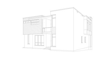 Arkaplanda mimari bina 3d illüstrasyon,